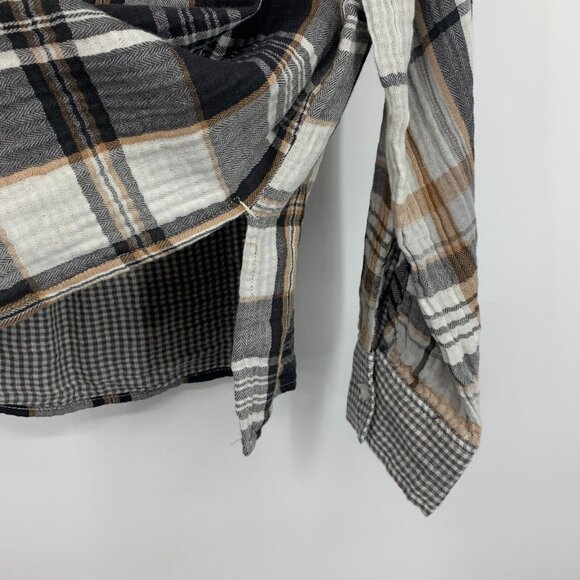 Aerie Top Plaid Button Down Flannel Pajama Shirt Long Sleeve - Picture 6 of 10